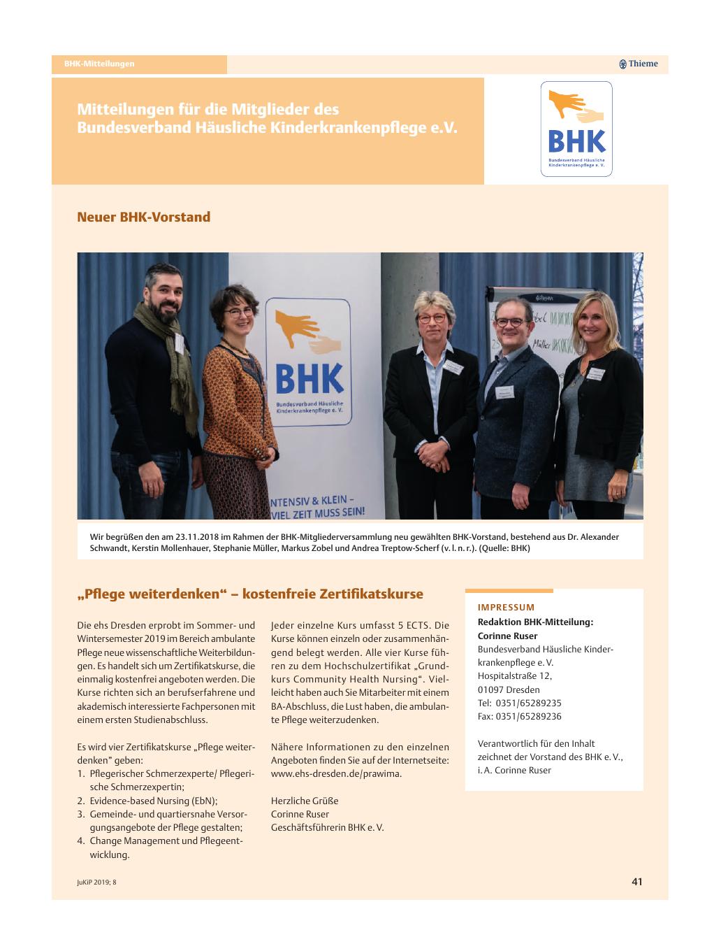 Vorschauseite 1: Mitteilungen für die Mitglieder des Bundesverband Häusliche Kinderkrankenpflege e.V.