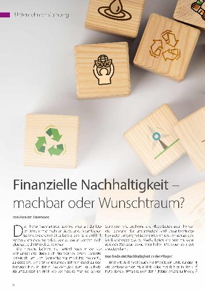 Vorschauseite 1: Finanzielle Nachhaltigkeit - machbar oder Wunschtraum?