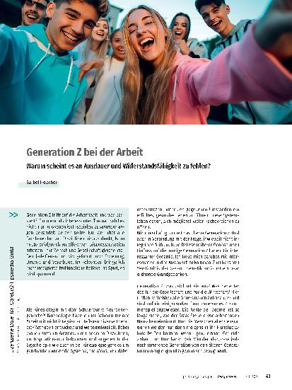 Vorschauseite 1: Generation Z bei der Arbeit: Warum scheint es an Ausdauer und Widerstandsfähigkeit zu fehlen?