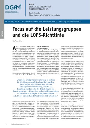 Vorschauseite 1: Focus auf die Leistungsgruppen und die LOPS-Richtlinie