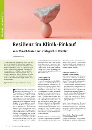 Vorschauseite 1: Resilienz im Klinik-Einkauf Vom Wunschdenken zur strategischen Realität