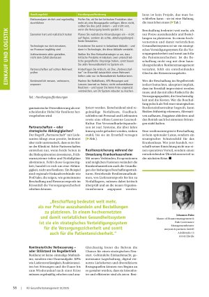 Vorschauseite 3: Resilienz im Klinik-Einkauf Vom Wunschdenken zur strategischen Realität