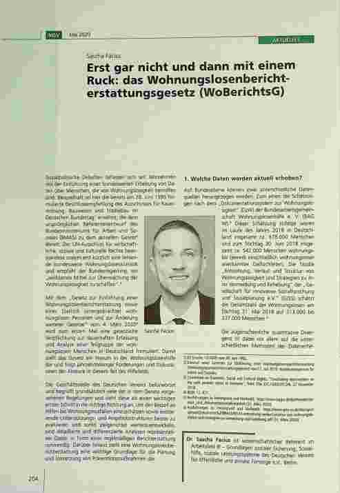 Vorschauseite 1: Erst gar nicht und dann mit einem Ruck: das Wohnungslosenberichterstattungsgesetz (WoBerichtsG)