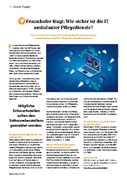 Vorschauseite 1: Fraunhofer fragt: Wie sicher ist die IT ambulanter Pflegedienste?