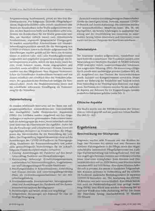 Vorschauseite 3: Die COVID-19-Pandemie im akutstationären Setting aus Sicht von Führungspersonen und Hygienefachkräften in der Pflege.
