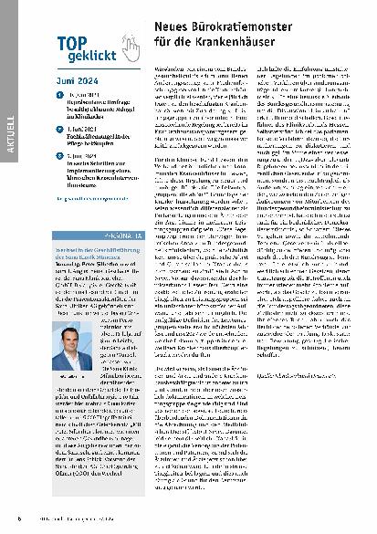 Vorschauseite 1: Neues Bürokratiemonster für die Krankenhäuser