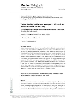 Vorschauseite 1: Virtual Reality im Förderschwerpunkt Körperliche und motorische Entwicklung