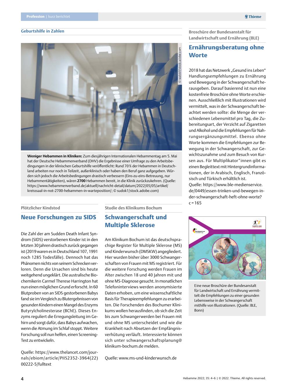 Vorschauseite 1: Neue Forschungen zu SIDS