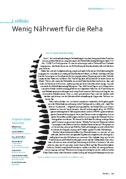 Vorschauseite 1: Wenig Nährwert für die Reha
