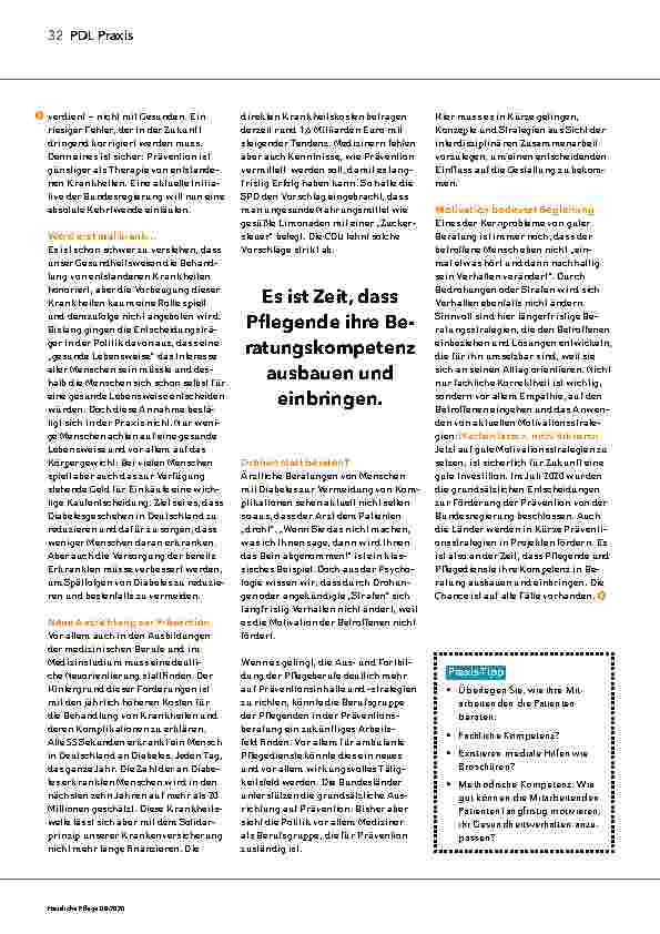 Vorschauseite 2: Beratung zur Vorbeugung von Diabetes: Ärzte oder Pflegende?