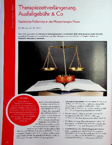 Vorschauseite 1: Therapiezeitverlängerung, Ausfallgebühr & Co Rechtliche Fallstricke in der Physiotherapie-Praxis