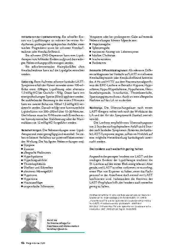Vorschauseite 5: Systemische Lokalanästhetika-Intoxikation: Eine seltene, aber lebensbedrohliche Komplikation