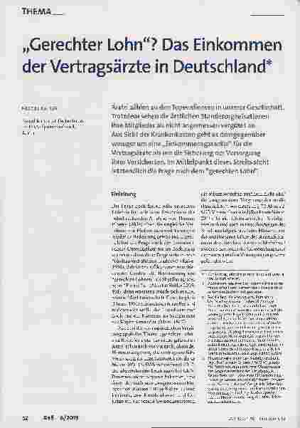 Vorschauseite 1: „Gerechter Lohn“? Das Einkommen der Vertragsärzte in Deutschland