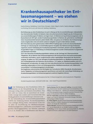 Vorschauseite 1: Krankenhausapotheker im Entlassmanagement - wo stehen wir in Deutschland?