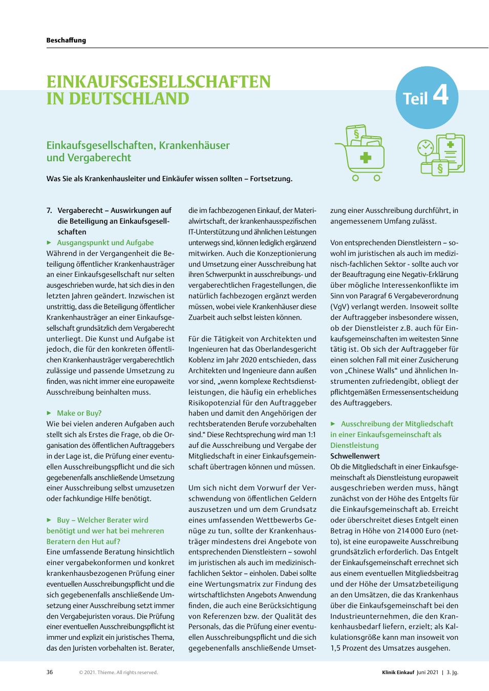 Vorschauseite 1: Einkaufsgesellschaften in Deutschland: Einkaufsgesellschaften, Krankenhäuser und Vergaberecht