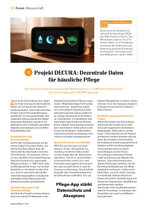 Vorschauseite 1: Projekt DECURA: Dezentrale Daten für häusliche Pflege