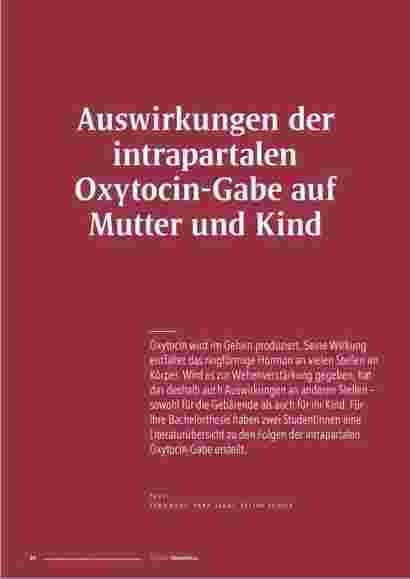 Vorschauseite 1: Auswirkungen der intrapartalen Oxytocin-Gabe auf Mutter und Kind