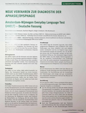 Vorschauseite 1: Neue Verfahren zur Diagnostik der Aphasie/Dysphagie