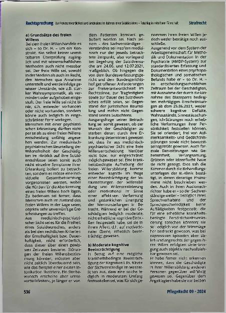 Vorschauseite 3: Zur Freiverantwortlichkeit und Ambivalenz im Rahmen einer Suizidassistenz - Totschlag in mittelbarer Täterschaft