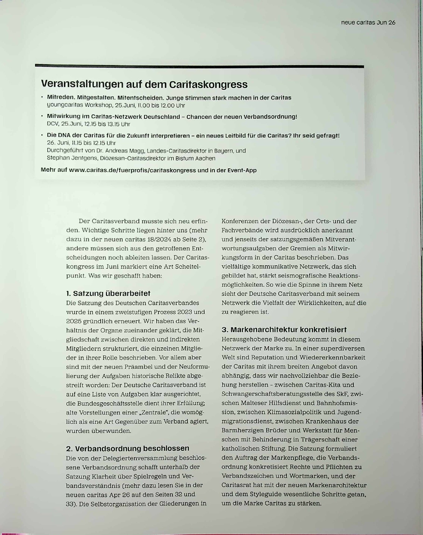 Vorschauseite 2: „Tuet Gutes Allen“ – Caritas im Wandel