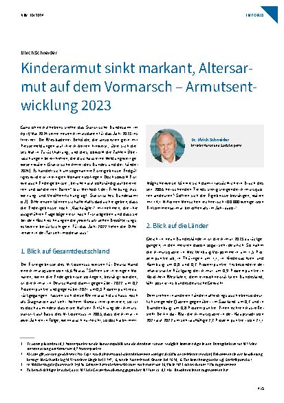 Vorschauseite 1: Kinderarmut sinkt markant, Altersarmut auf dem Vormarsch – Armutsentwicklung 2023