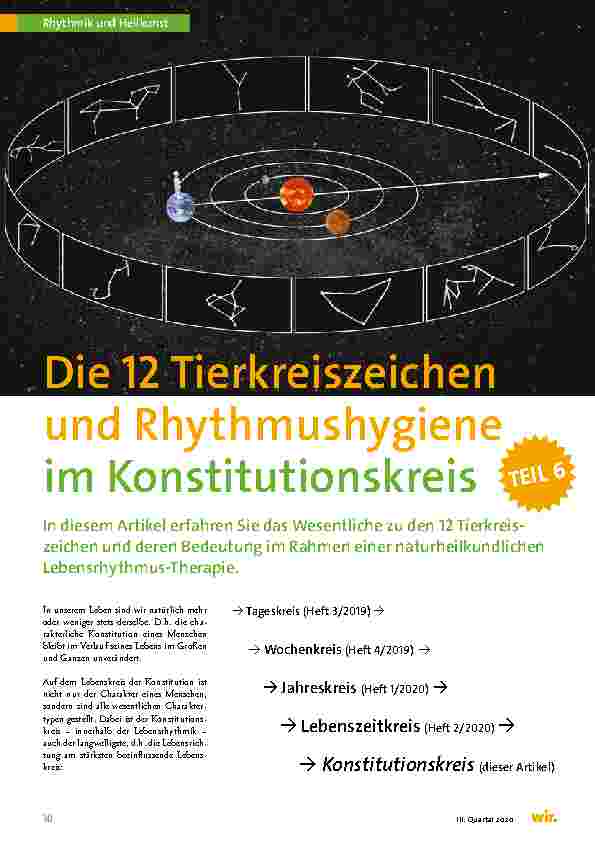 Vorschauseite 1: Die 12 Tierkreiszeichen und Rhythmus-Hygiene im Konstitutionskreis
