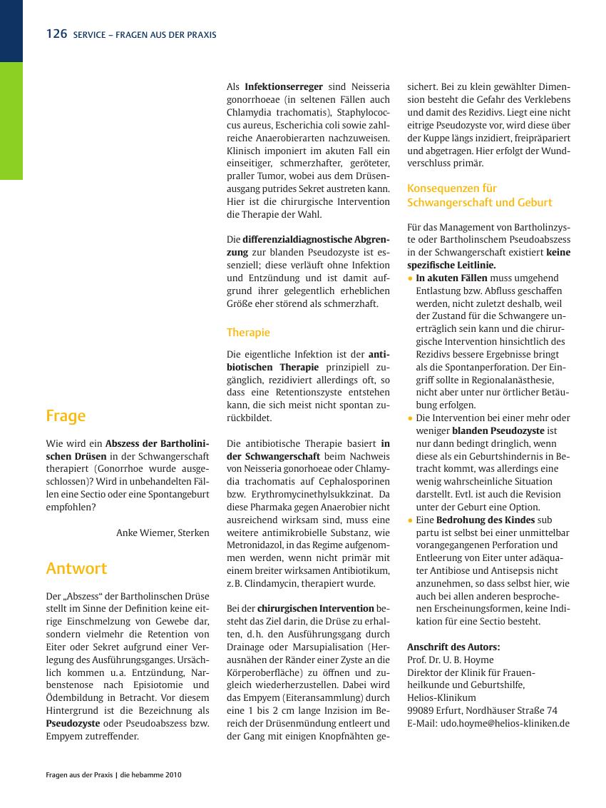 Vorschauseite 1: Fragen aus der Praxis: Bartholini-Abszess und Geburt