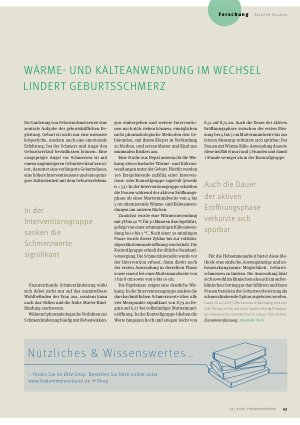 Vorschauseite 1: Wärmeund Kälteanwendung im Wechsel lindert Geburtsschmerz