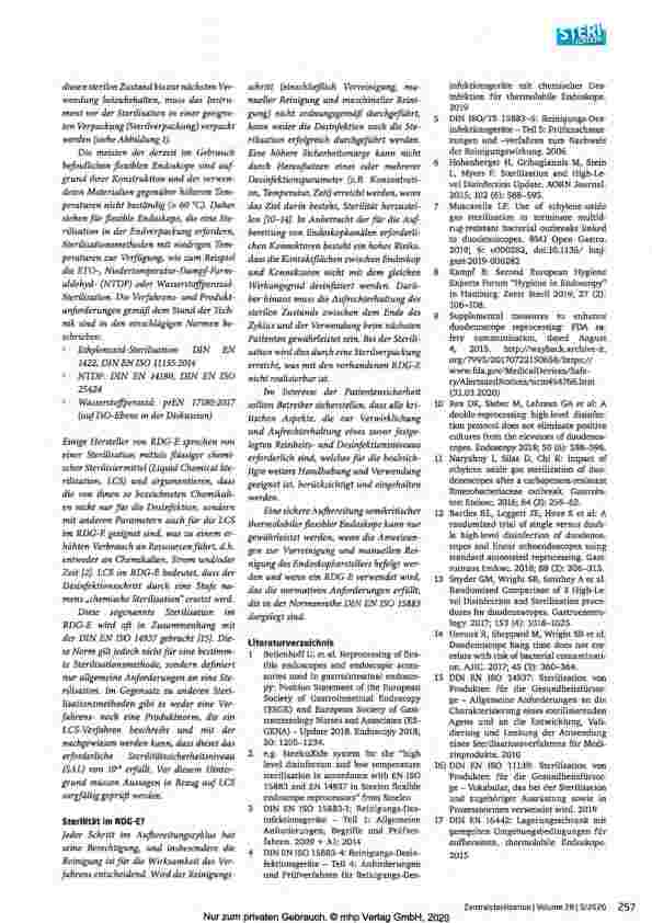 Vorschauseite 2: Erhöht die sterile Aufbereitung von thermolabilen flexiblen Endoskopen in Reinigungs-Desinfektionsgeräten für Endoskope die Sicherheitsmarge?