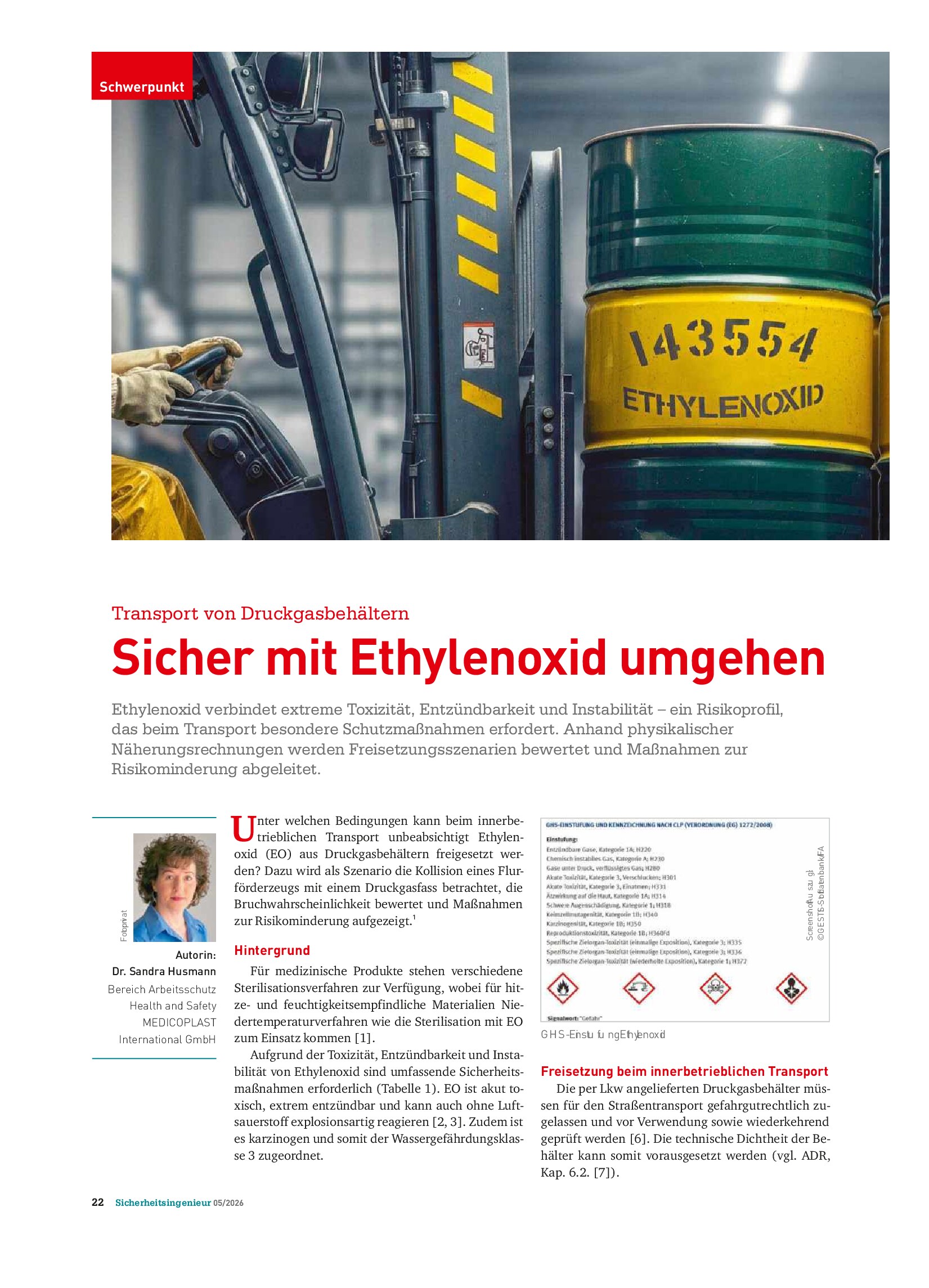 Vorschauseite 1: Sicher mit Ethylenoxid umgehen