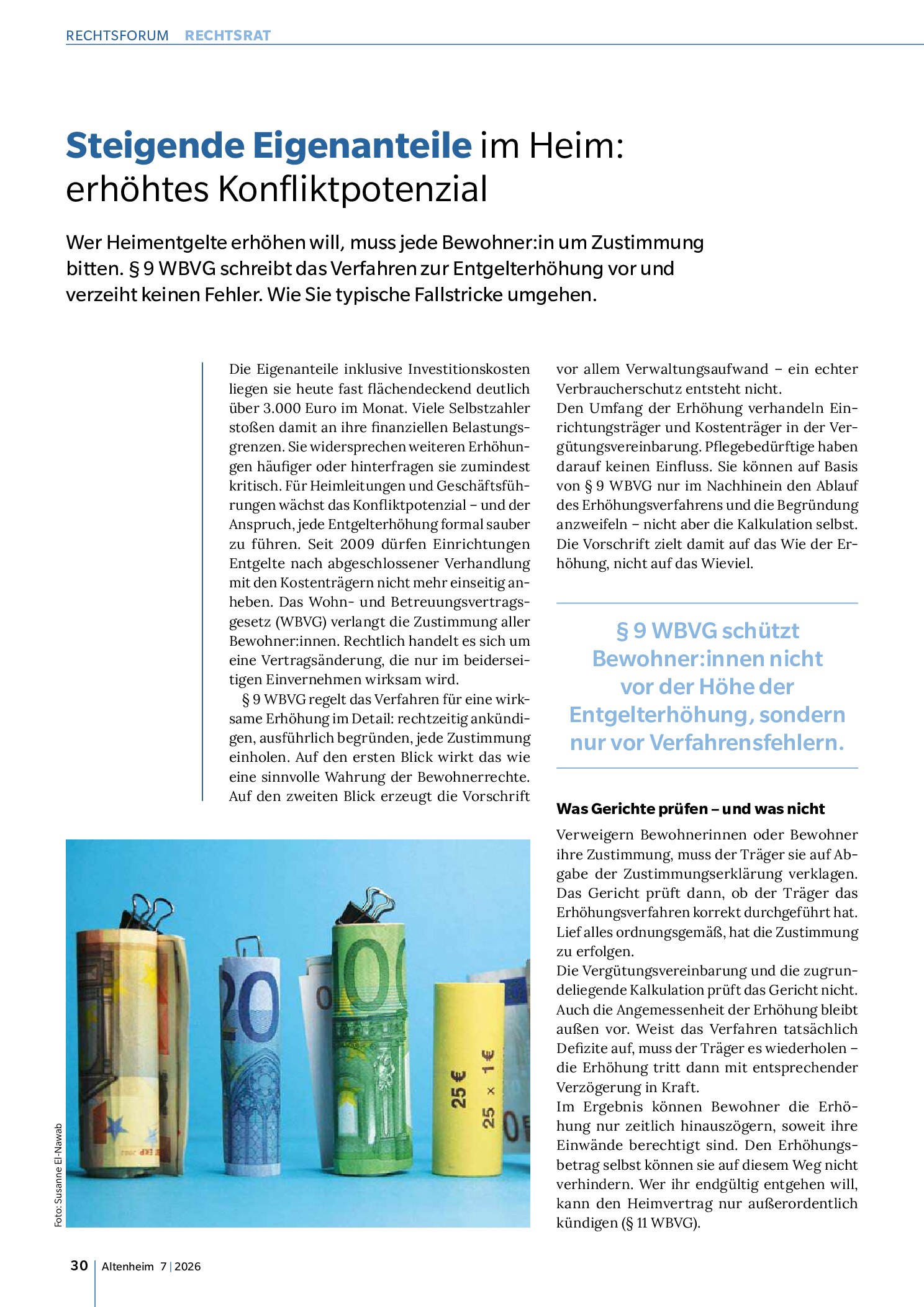 Vorschauseite 1: Steigende Eigenanteile im Heim: Erhöhtes Konfliktpotenzial