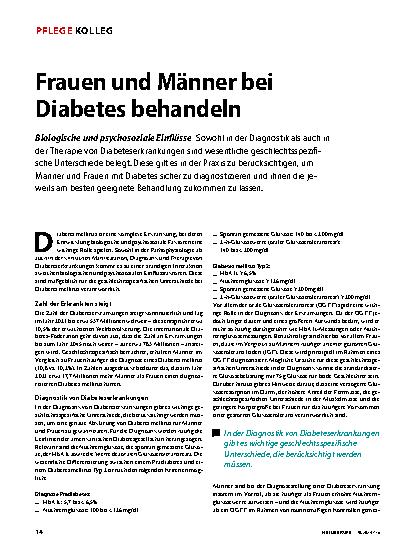 Vorschauseite 1: Frauen und Männer bei Diabetes behandeln