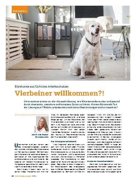 Vorschauseite 1: Bürohunde aus Sicht des Arbeitsschutzes - Vierbeiner willkommen? !