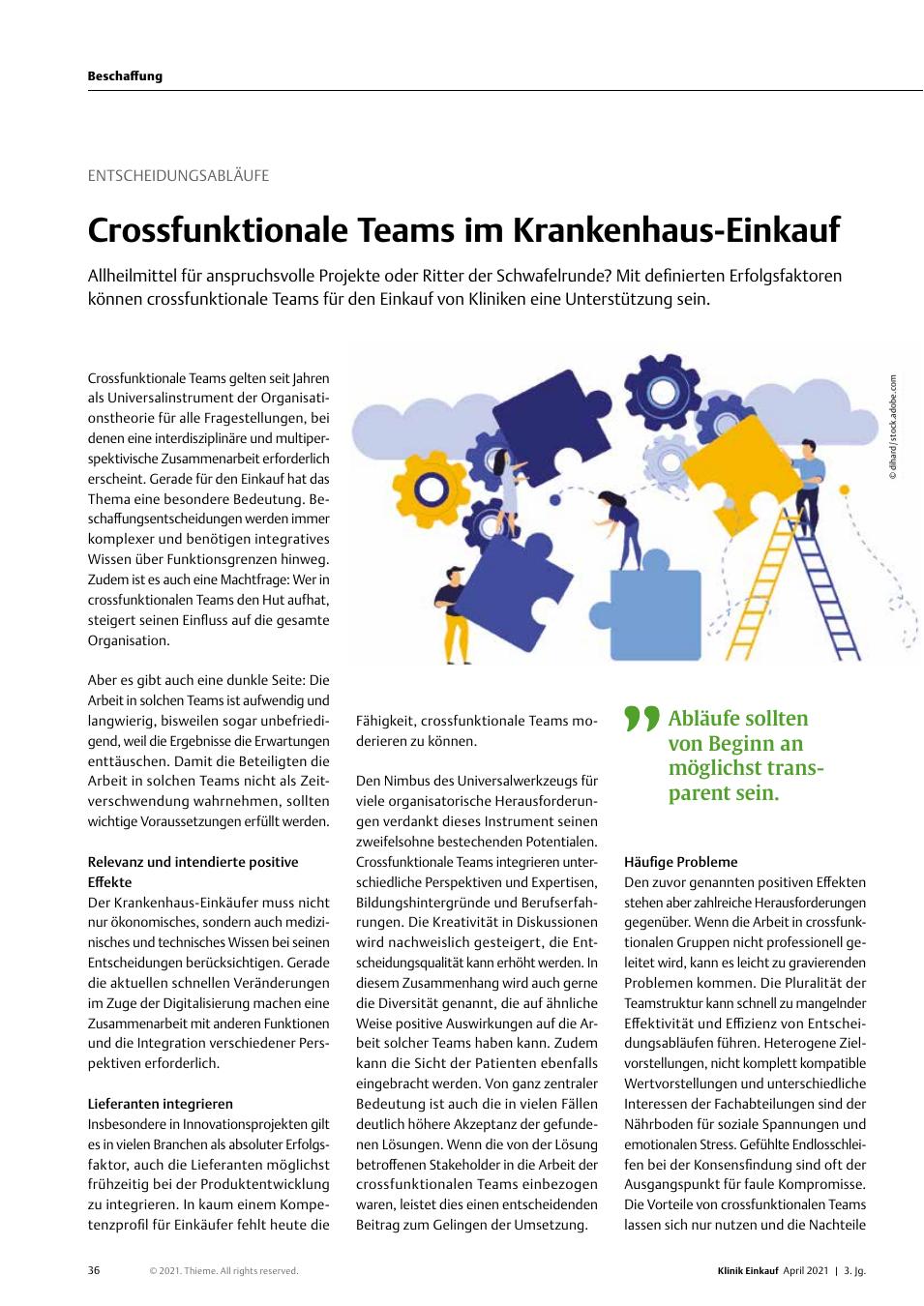Vorschauseite 1: Entscheidungsabläufe: Crossfunktionale Teams im Krankenhauseinkauf
