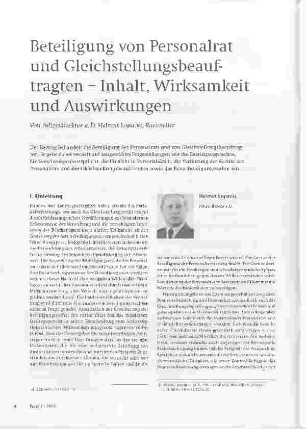Vorschauseite 1: Beteiligung von Personalrat und Gleichstellungsbeauftragten - Inhalt, Wirksamkeit und Auswirkungen