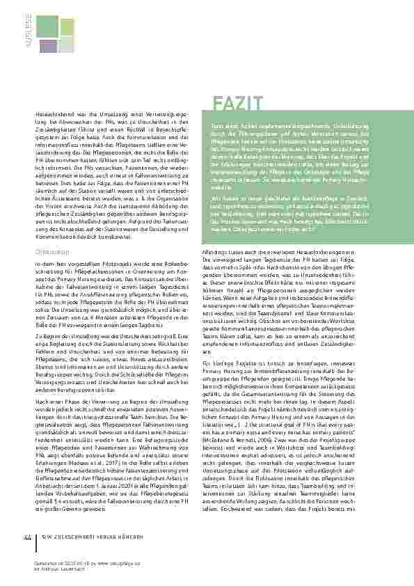 Vorschauseite 5: Primary Nursing in der onkologischen Pflege - Ein Erfahrungsbericht zur Implementierung an einer Universitätsklinik