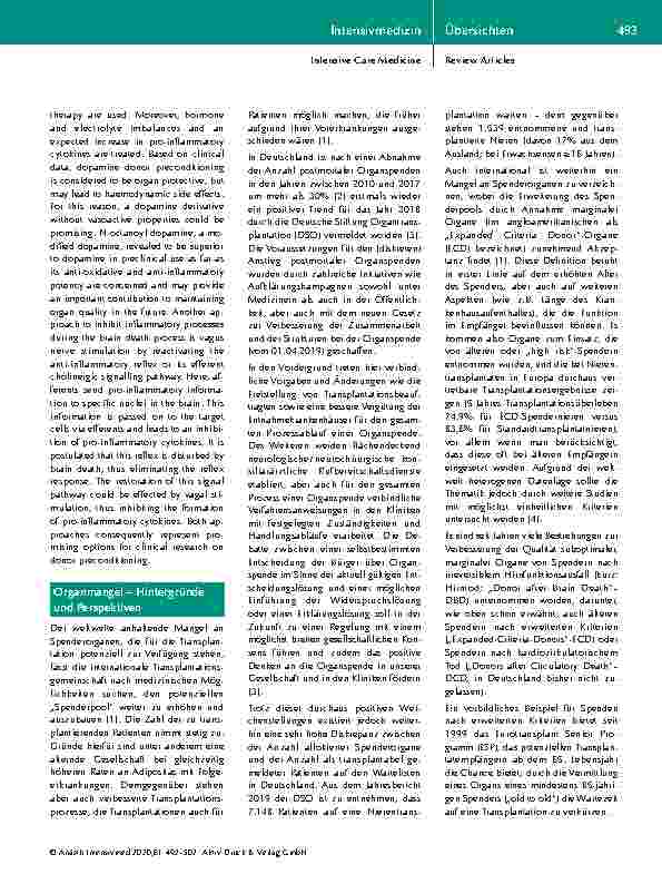 Vorschauseite 2: Neue Wege der Spenderpräkonditionierung in der Intensivmedizin – von Nerven und Botenstoffen