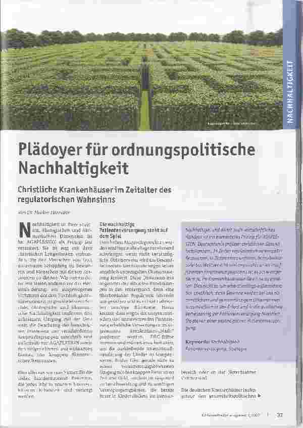 Vorschauseite 1: Plädoyer für ordnungspolitische Nachhaltigkeit