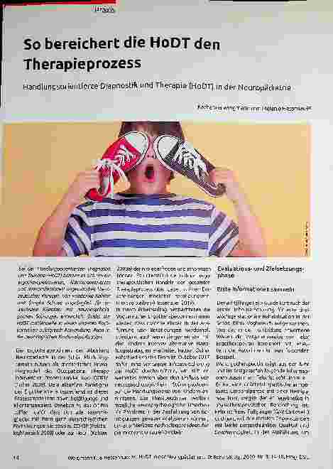 Vorschauseite 1: So bereichert die HoDT den Therapieprozess. Handlungsorientierte Diagnostik und Therapie (HoDT) in der Neuropädiatrie.