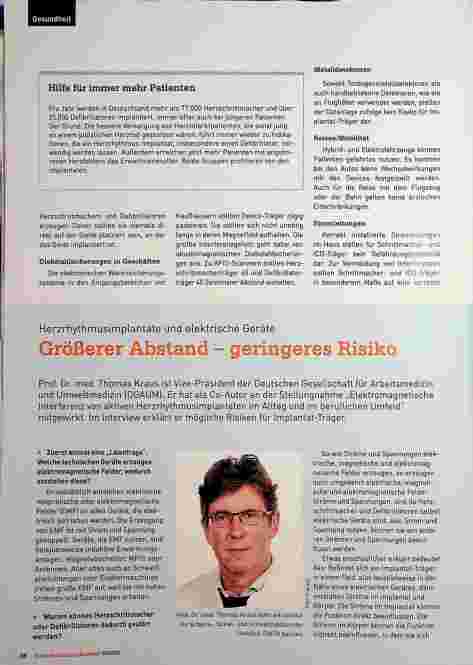 Vorschauseite 2: Herzschrittmacher und implantierte Defibrillatoren. Gewisse Vorsicht ist sinnvoll.