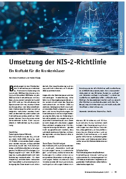 Vorschauseite 1: Umsetzung der NIS-2-Richtlinie Ein Kraftakt für die Krankenhäuser