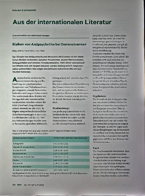 Vorschauseite 1: Risiken von Antipsychotika bei Demenzkranken