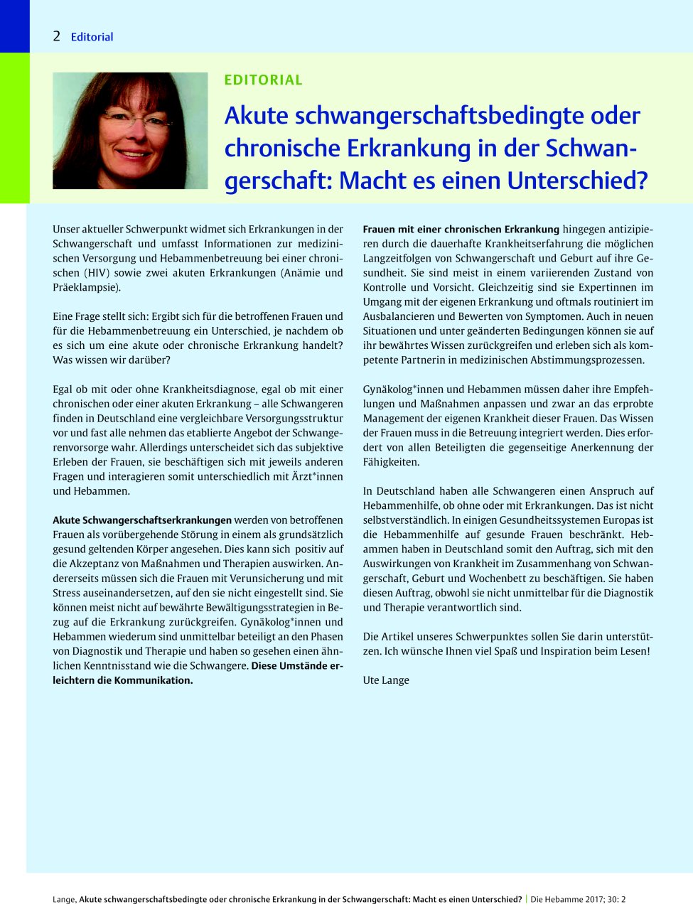 Vorschauseite 1: Akute schwangerschaftsbedingte oder chronische Erkrankung in der Schwangerschaft: Macht es einen Unterschied?