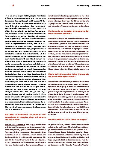 Vorschauseite 2: Ein Gespür dafür entwickeln, was an der Zeit ist – Interview mit Prof. Dr. Mike Sandbothe