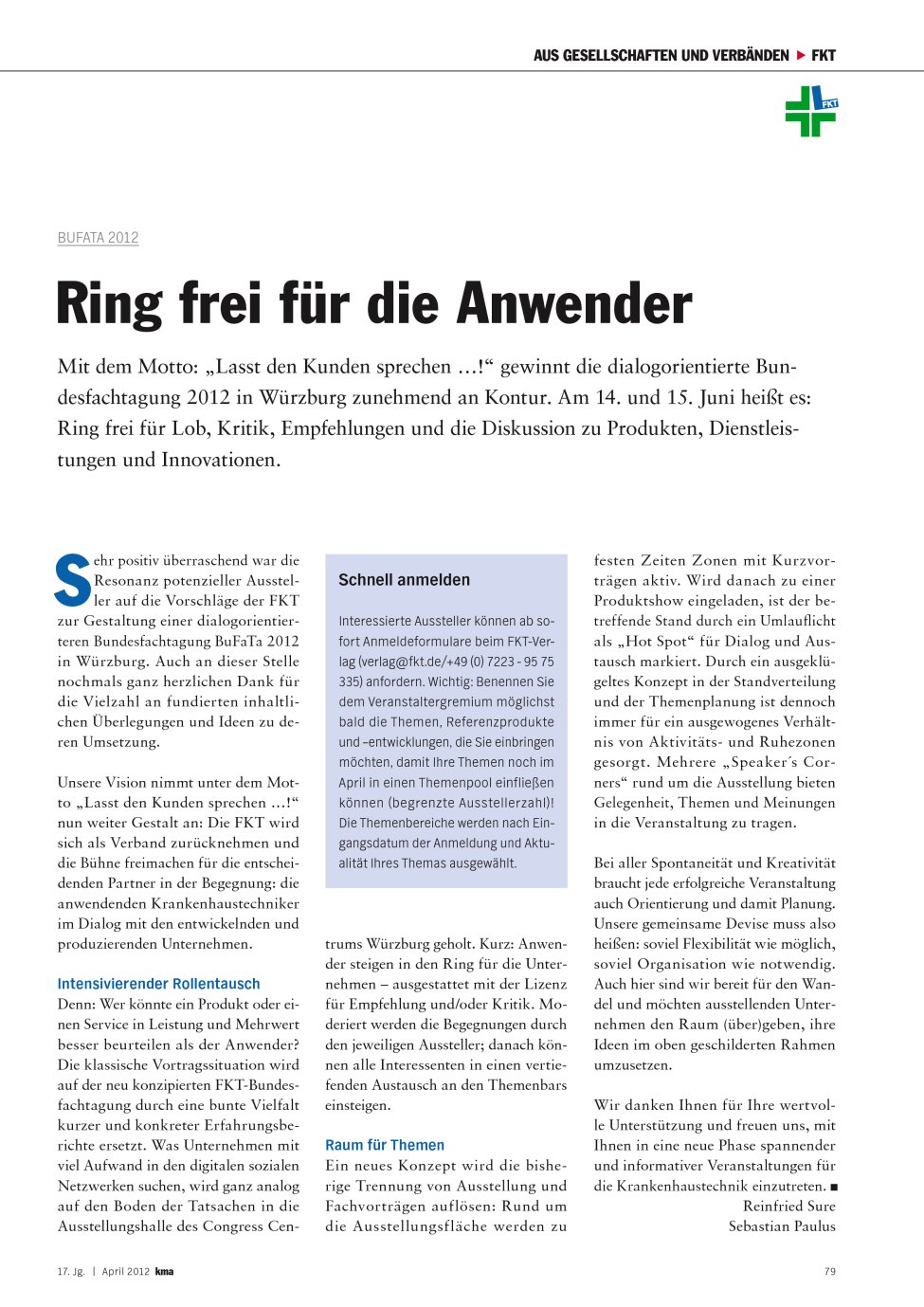 Vorschauseite 1: Ring frei für die Anwender