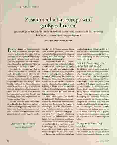 Vorschauseite 1: Zusammenhalt in Europa wird großgeschrieben.