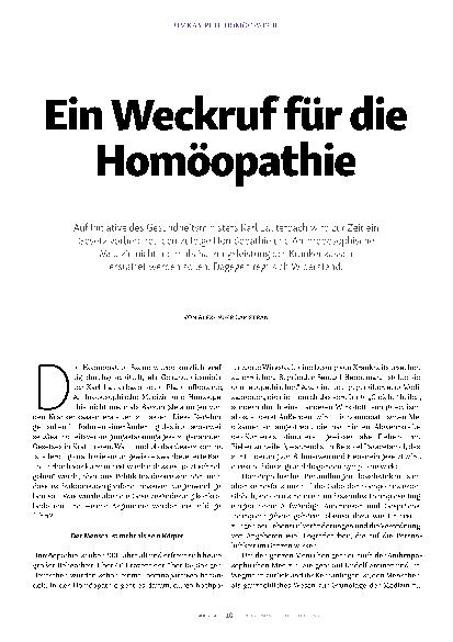 Vorschauseite 1: Ein Weckruf für die Homöopathie