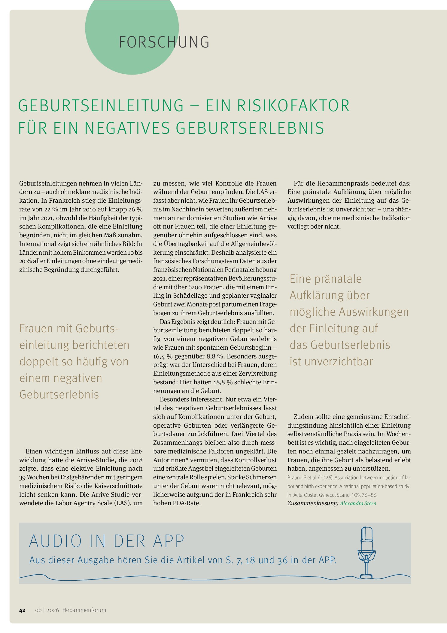 Vorschauseite 1: Geburtseinleitung – ein Risikofaktor für ein negatives Geburtserlebnis