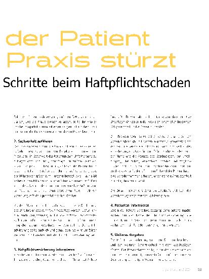 Vorschauseite 2: Wenn der Patient in der Praxis stürzt: Erste Schritte beim Haftpflichtschaden