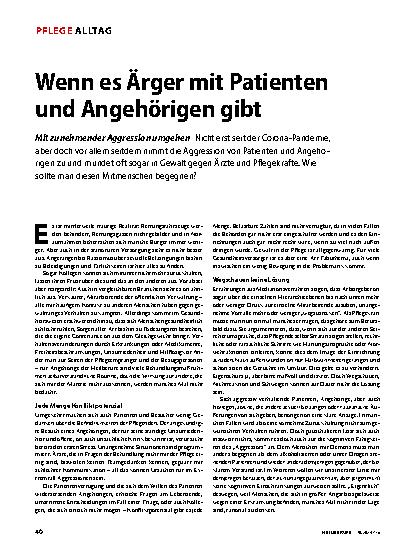 Vorschauseite 1: Wenn es Ärger mit Patienten und Angehörigen gibt.